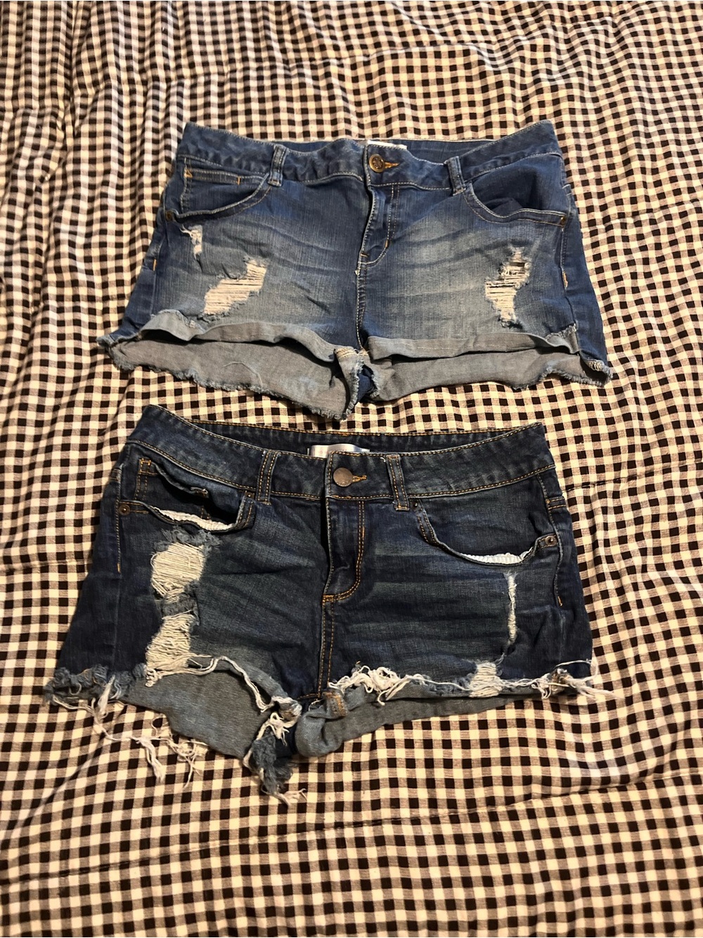 Women’s Distressed Denim Shorts - 2 pairs size 13